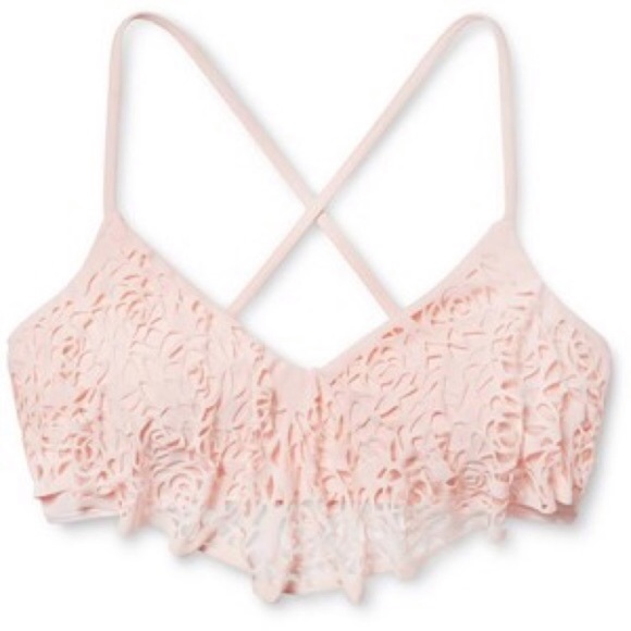 NWOT Laser Cut Crisscross Bandeau Bikini Top - Picture 1 of 7